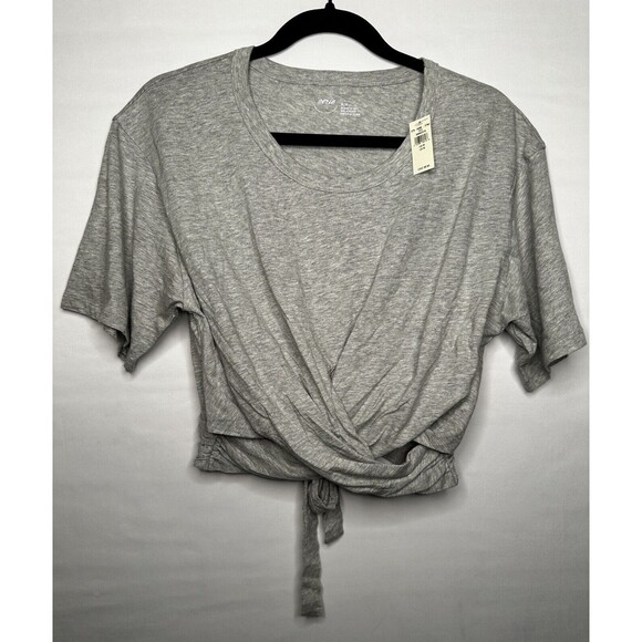 Aerie Cropped Wrapback Tie‎ Back T-shirt In Heather Gray Women’s Size Medium NEW - Picture 1 of 7